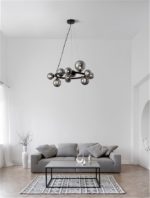 Κρεμαστό πολύφωτο μεταλλικό μαύρο με φιμέ γυαλιά ODILLIA 9028855 Nova Luce - Image 3