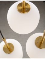 Κρεμαστό φωτιστικό τρίφωτο Ε14 μεταλλικό σε αντικέ ορείχαλκο και οπάλ γυαλί LATO 9624068 Nova Luce - Image 2