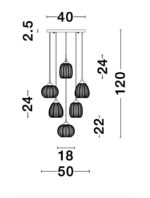Φωτιστικό Κρεμαστό 6/φωτο E27 Χρυσό Vario 9191544 Nova Luce - Image 3