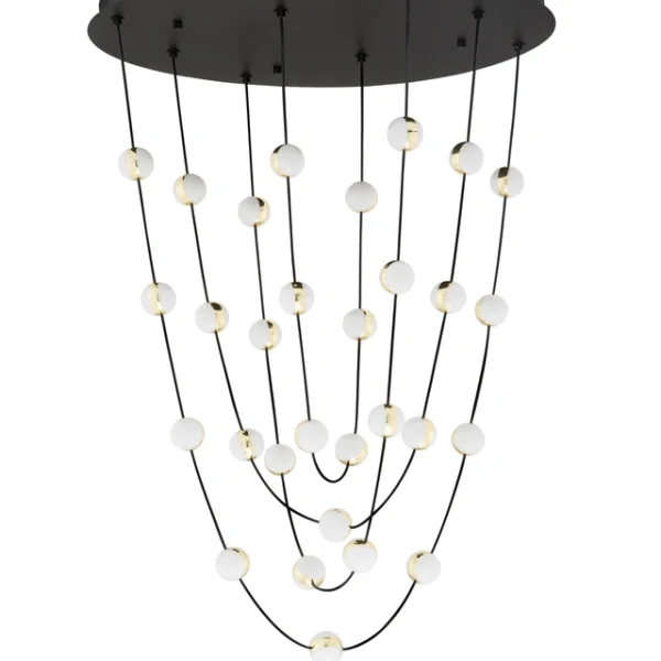 Κρεμαστό Φωτιστικό Οροφής LED 102W Μαύρο-Χρυσό Dimmable Alcinoe 9520019 Nova Luce