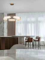 Κρεμαστό Φωτιστικό Οροφής LED 45W Λευκό-Χρυσό Dimmable Τεχνητό Μάρμαρο Aider 9019759 Nova Luce - Image 2