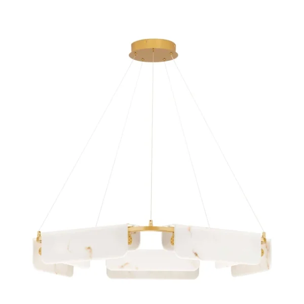 Κρεμαστό Φωτιστικό Οροφής LED 45W Λευκό-Χρυσό Dimmable Τεχνητό Μάρμαρο Aider 9019759 Nova Luce